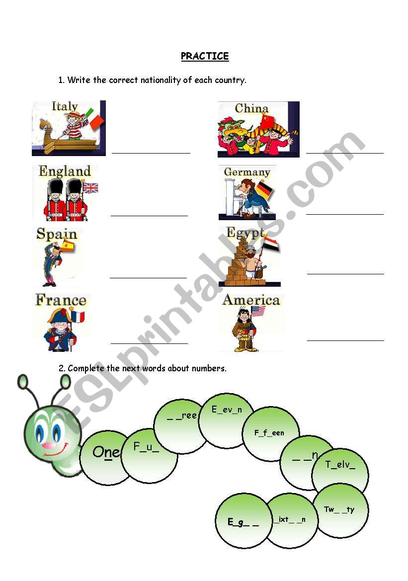 countries and nationalities  worksheet