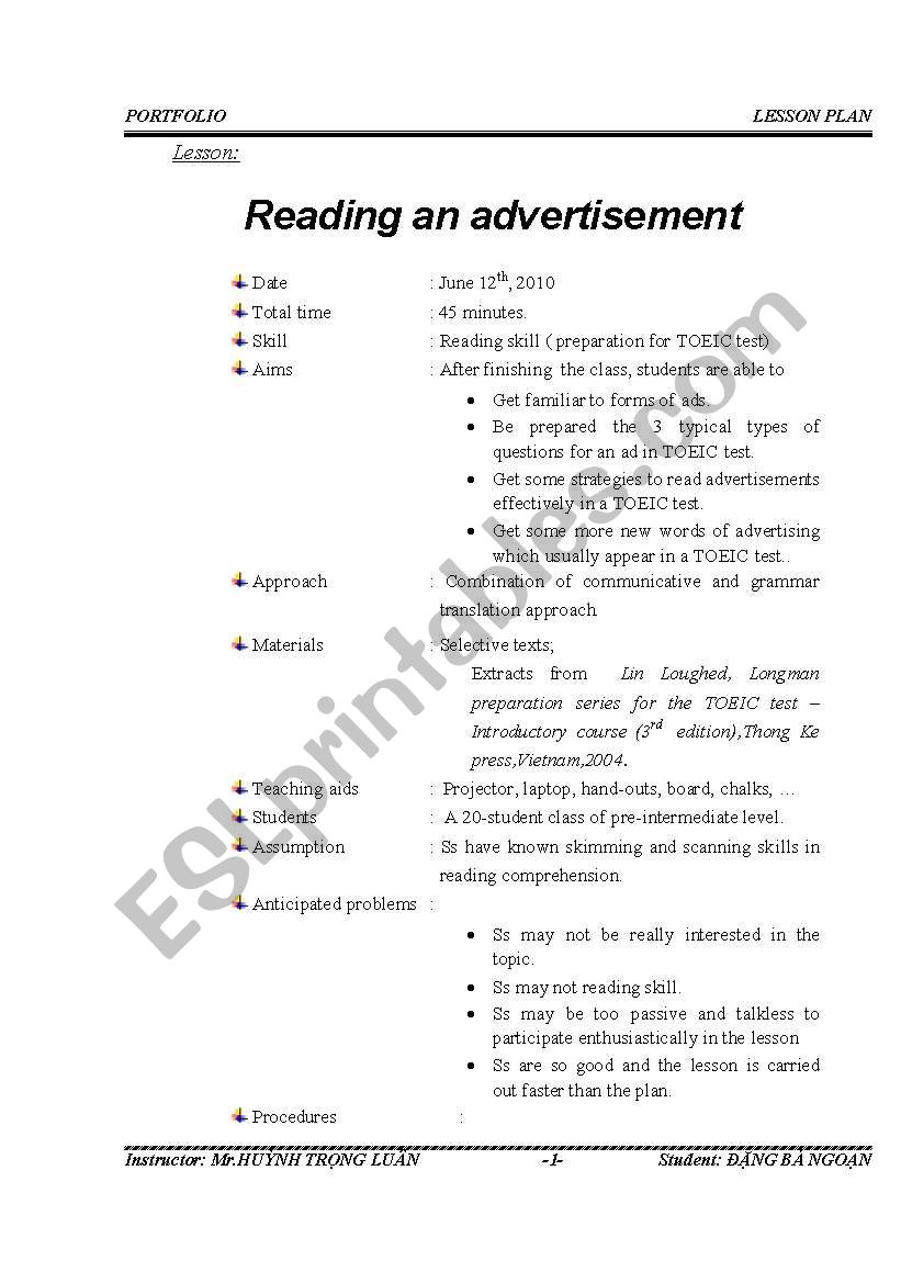 REading-TOEIC-beginning_1 worksheet