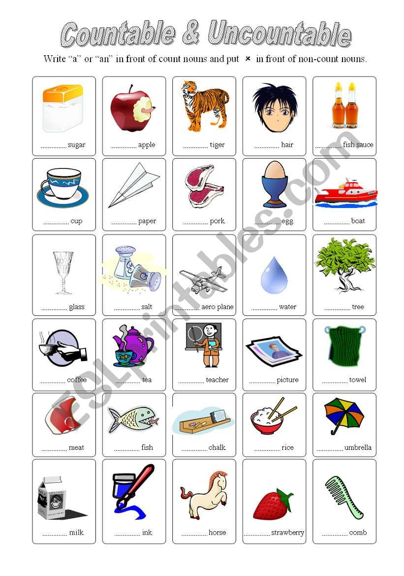 Countable & Uncountable worksheet