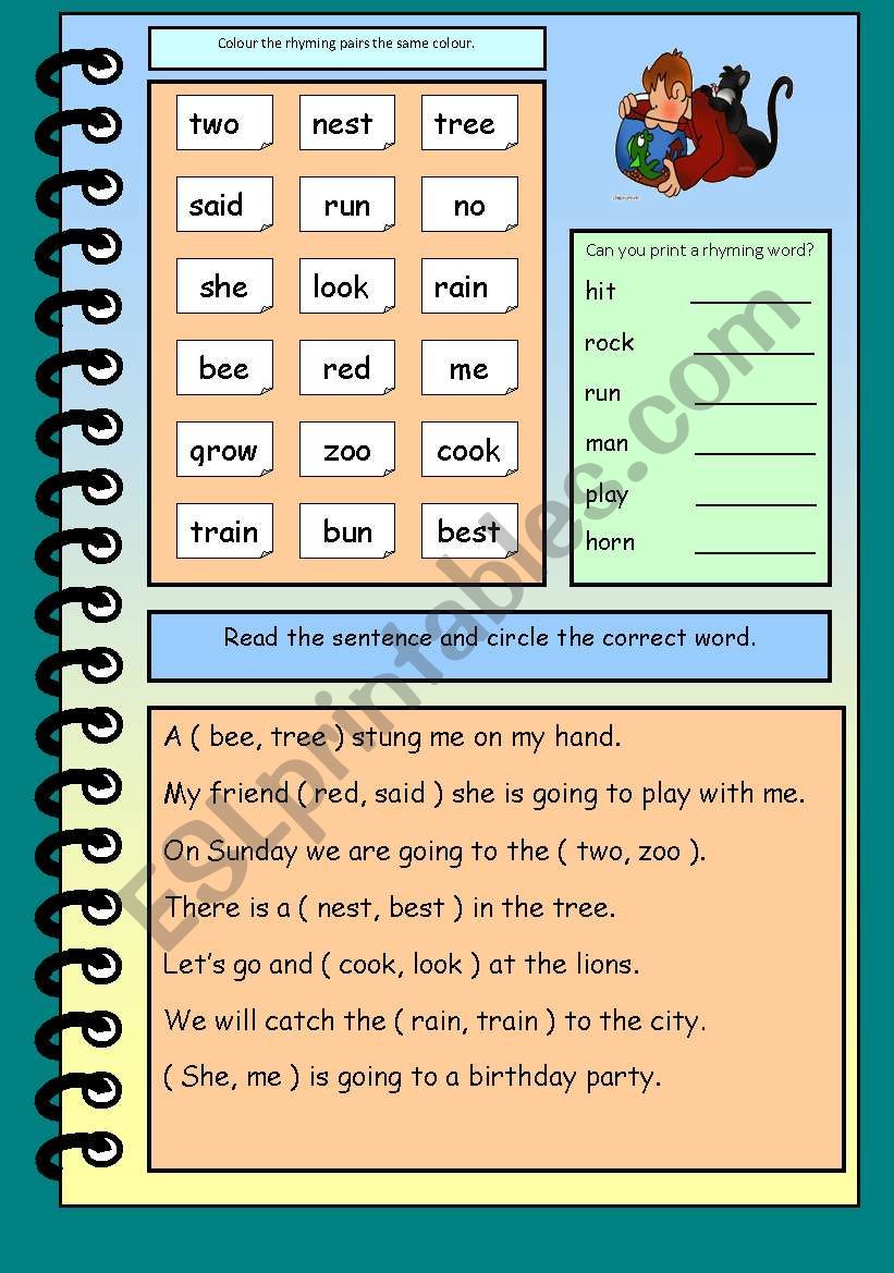 Rhyming words worksheet