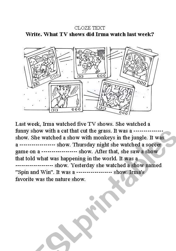 TV shows  worksheet