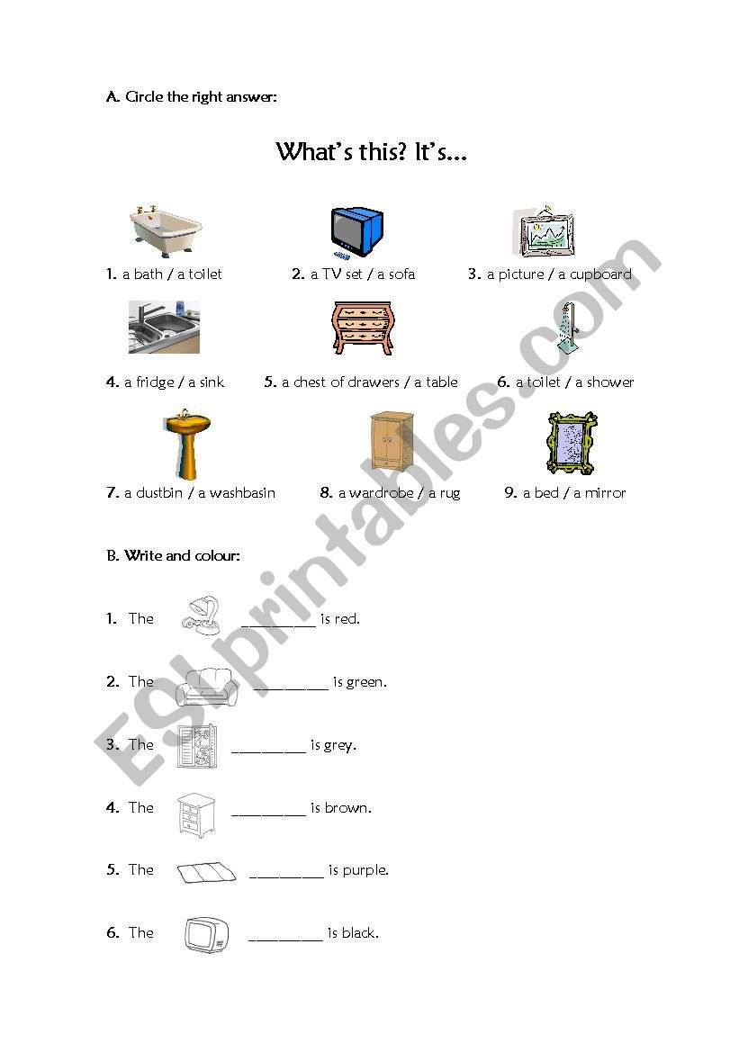 Furniture worksheet worksheet