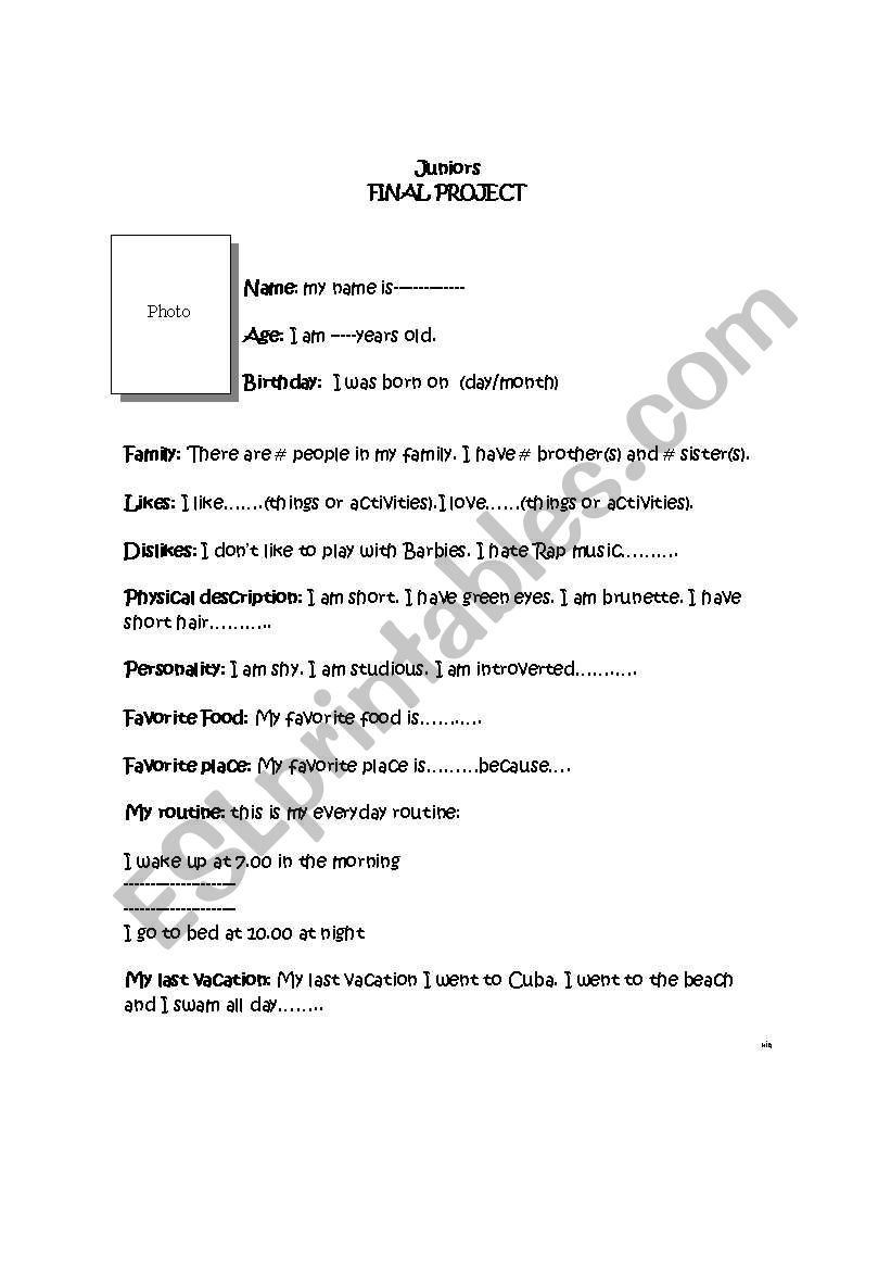 Final project for beginners worksheet