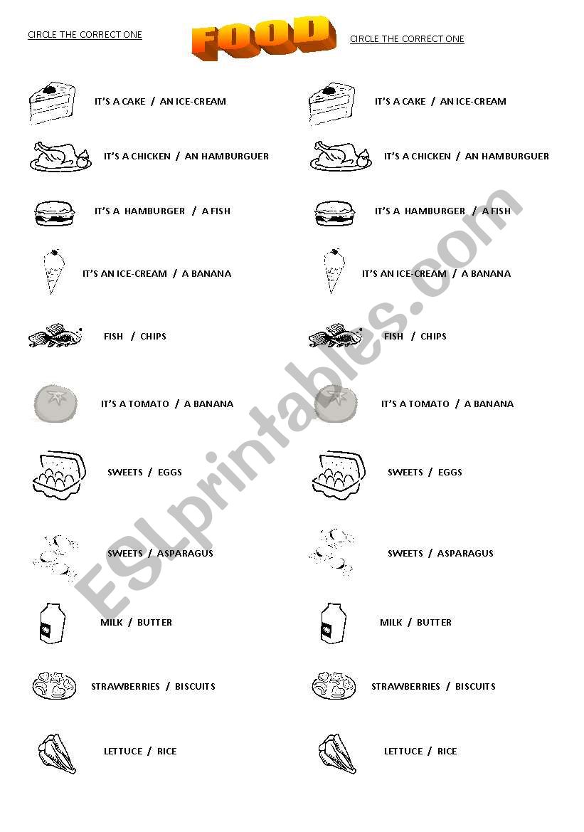 FOOD worksheet