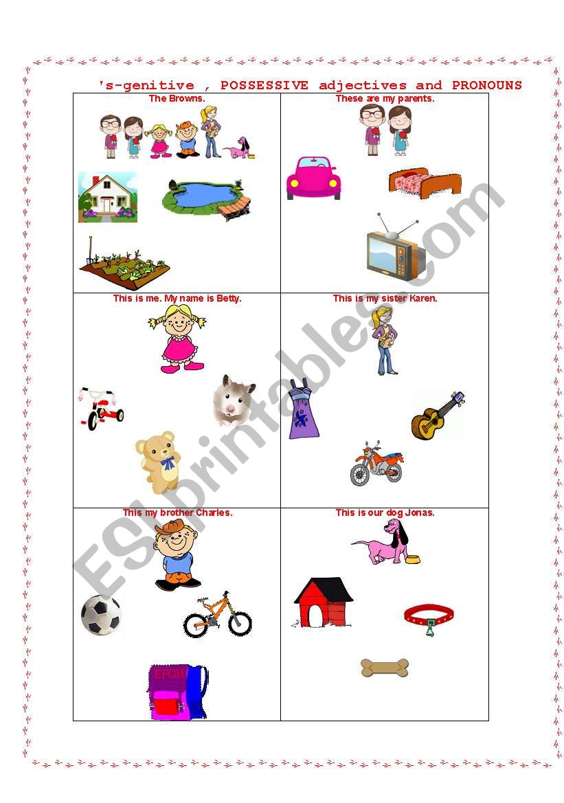 ´s genitive, possessive adjectives and pronouns