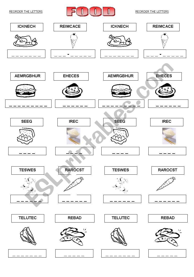 FOOD worksheet