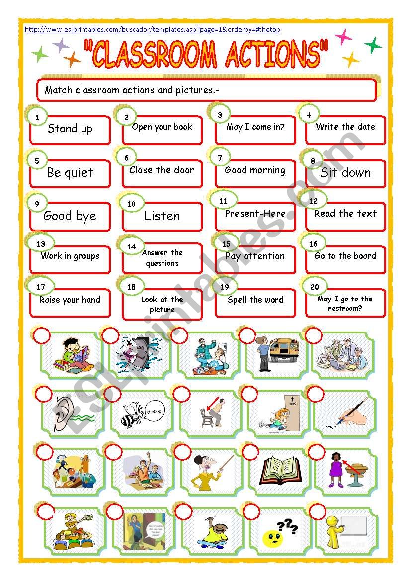 classroom expressions!! worksheet