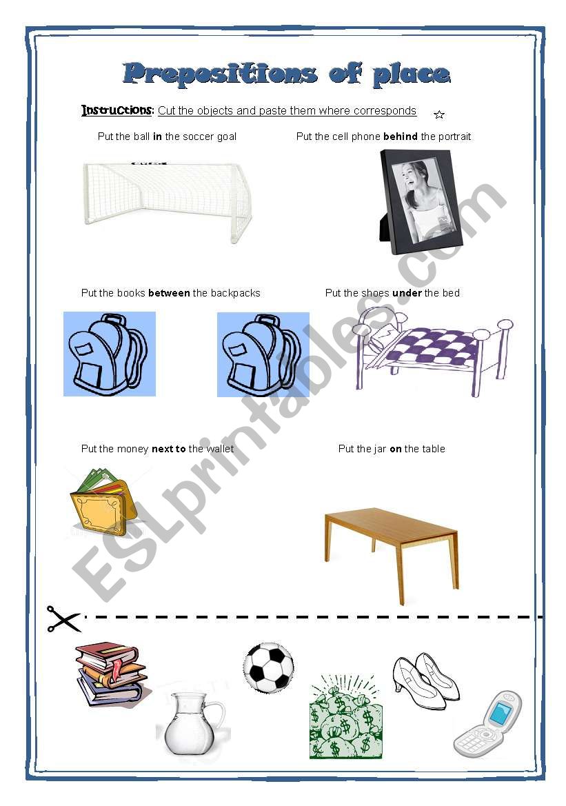 Prepositions of place  worksheet