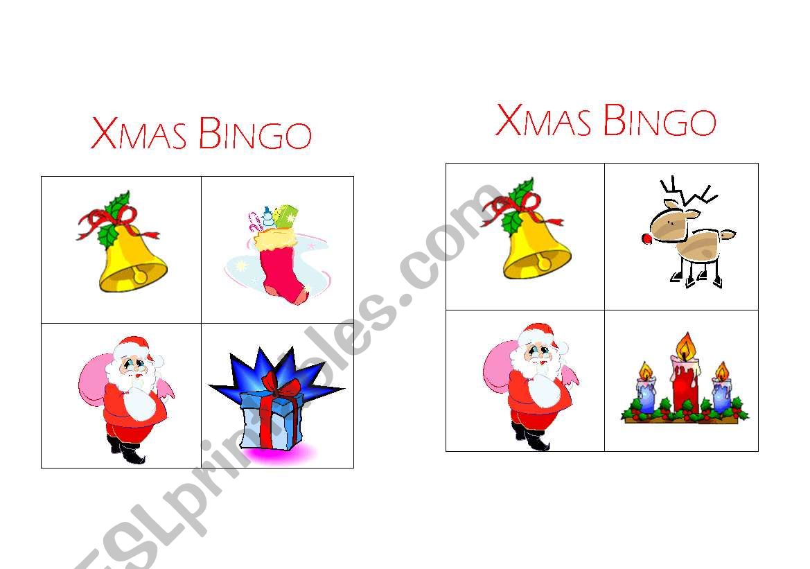 Xmas bingo worksheet