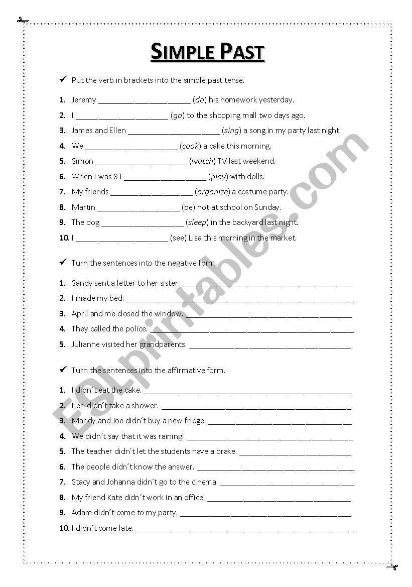 Simple past worksheet