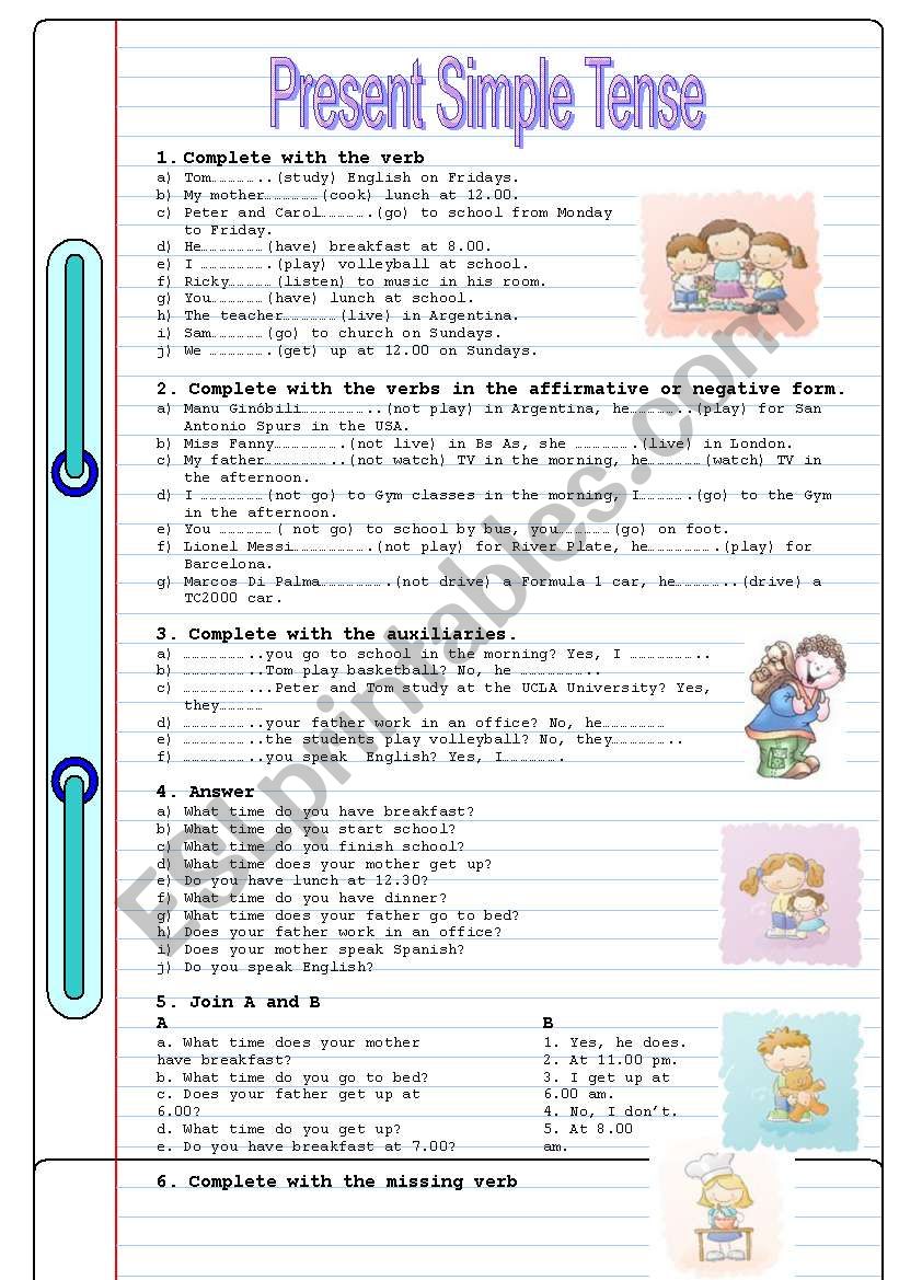 Present Tense Worksheet