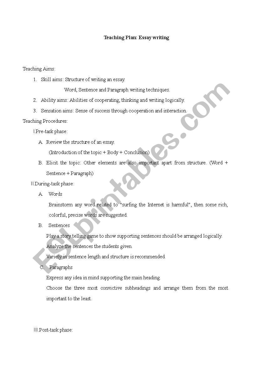 Essay Writing worksheet