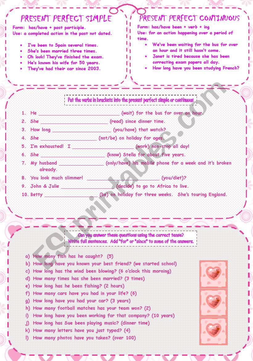 PRESENT PERFECT SIMPLE & CONTINUOUS