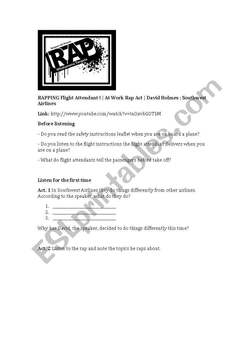 SWA Rap worksheet