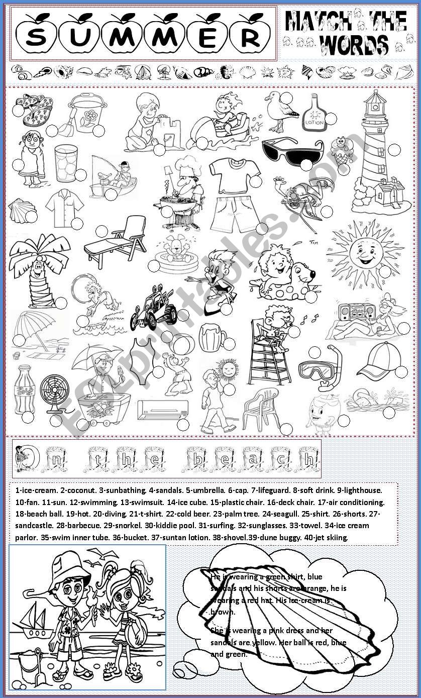 summer vocabulary worksheet