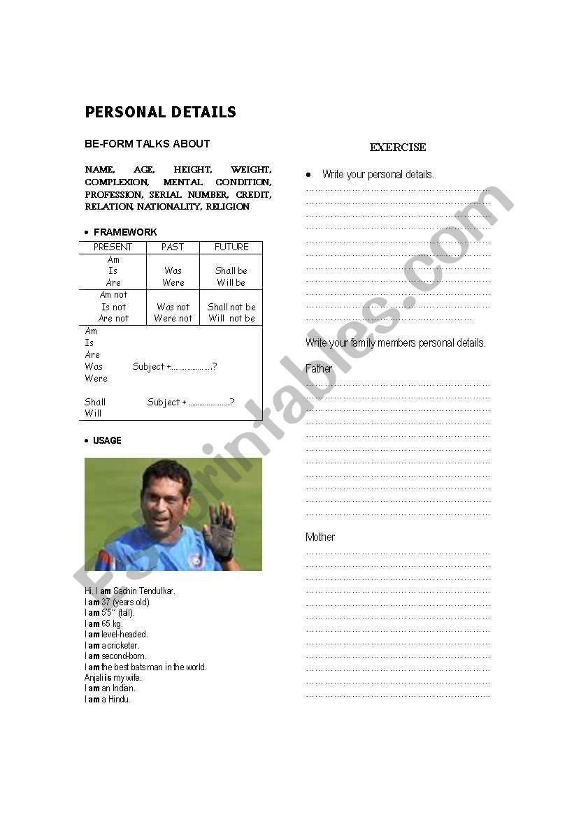 Be-forms usage  worksheet