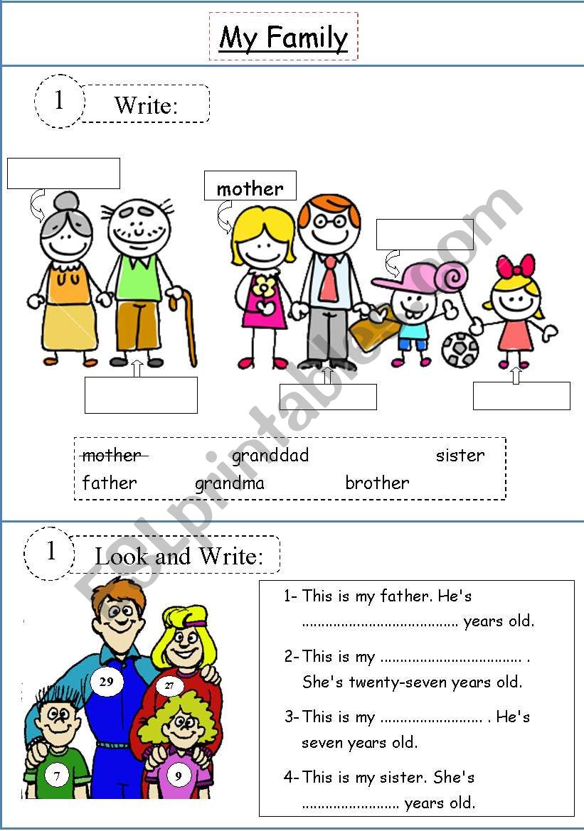 My Family worksheet