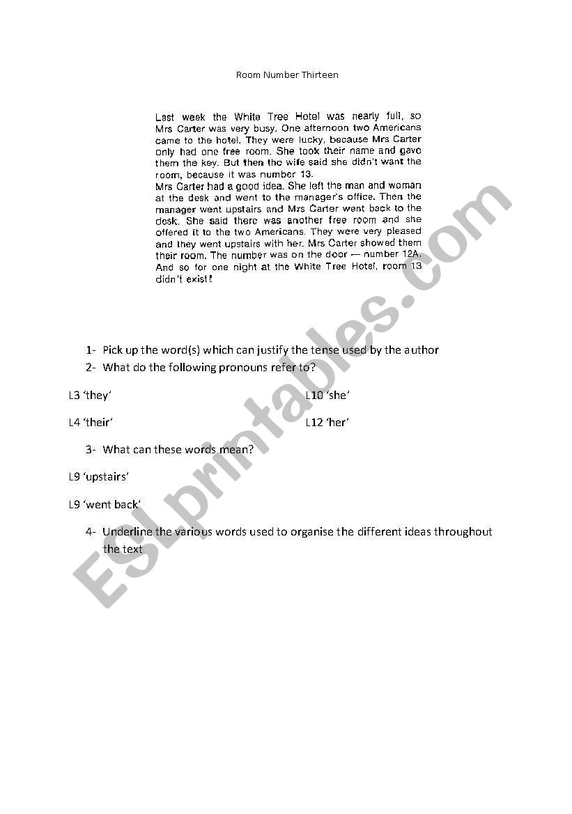 simple past text worksheet