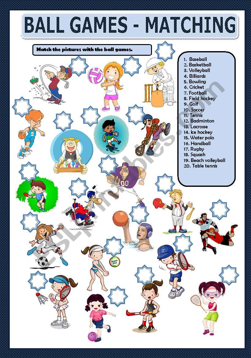 BALL GAMES - MATCHING worksheet