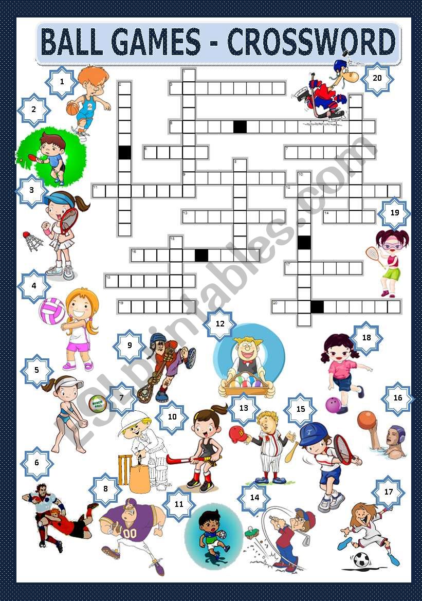 BALL GAMES - CROSSWORD worksheet