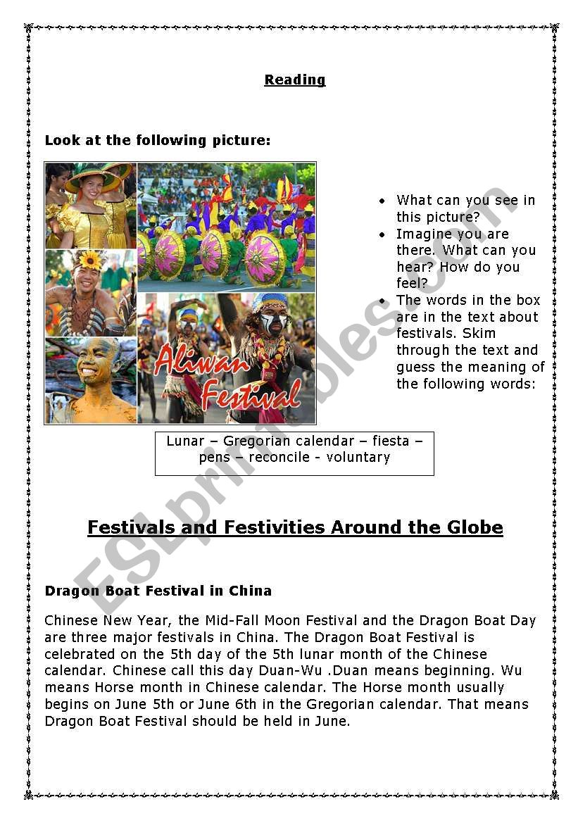 Festivals Around The World - Reading Comprehension