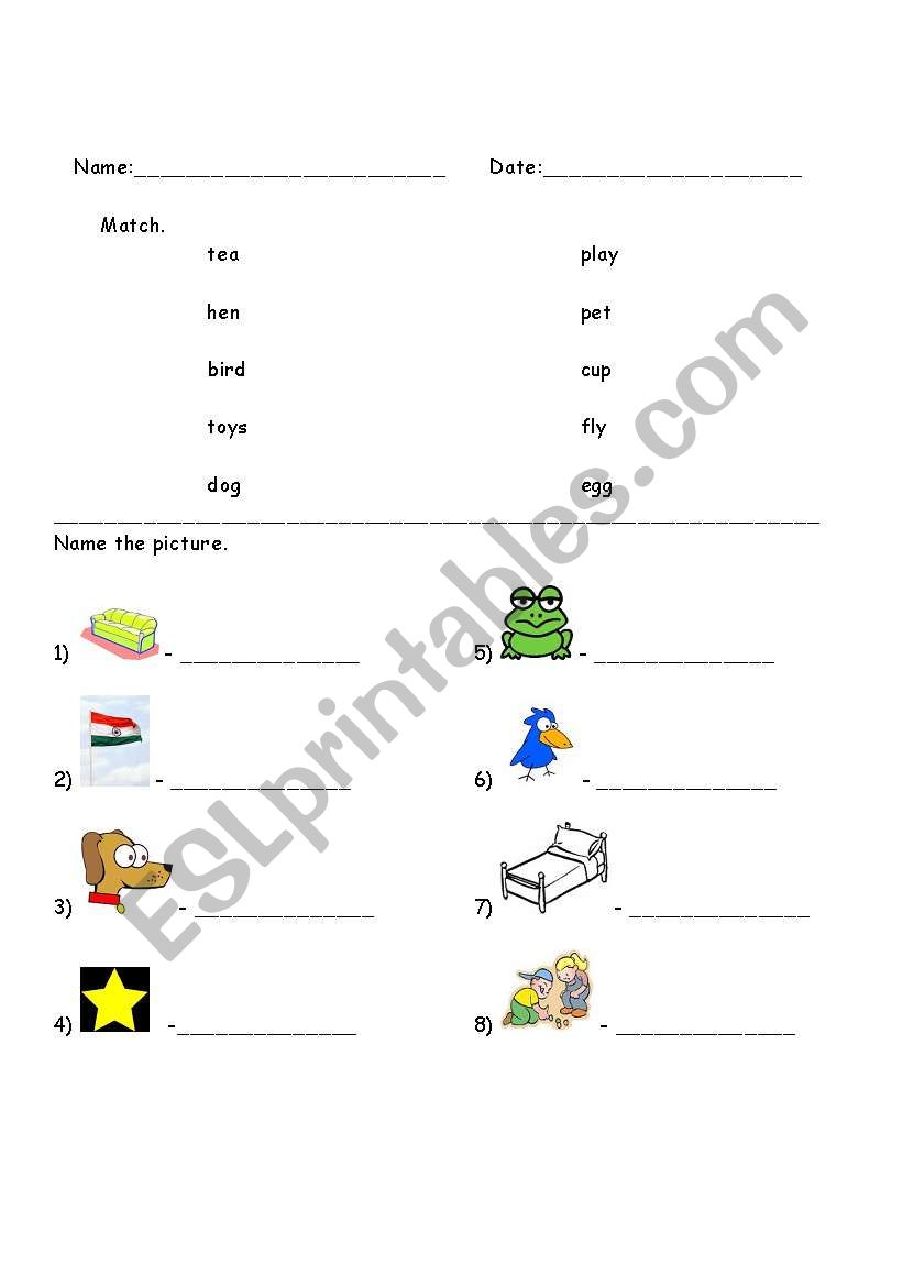 Reading and writing worksheet