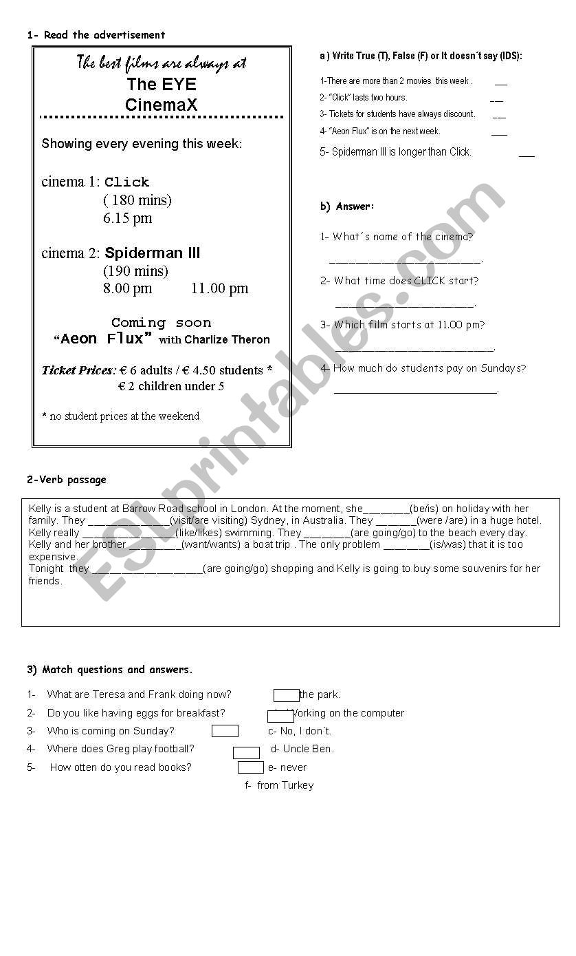 Reading practice worksheet