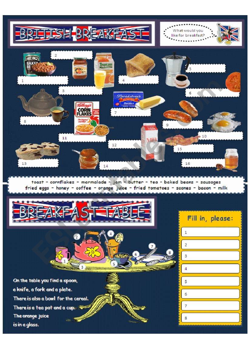 ENGLISH BREAKFAST worksheet