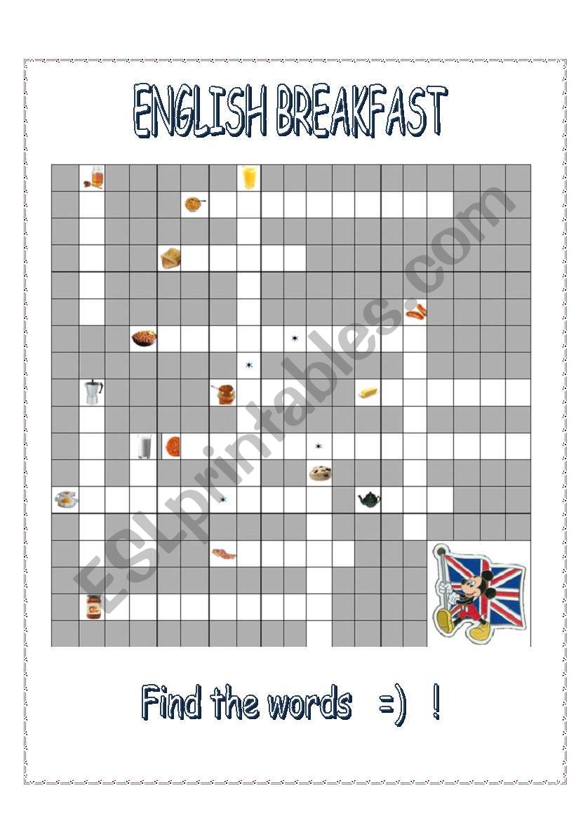 ENGLISH BREAKFAST - crossword worksheet