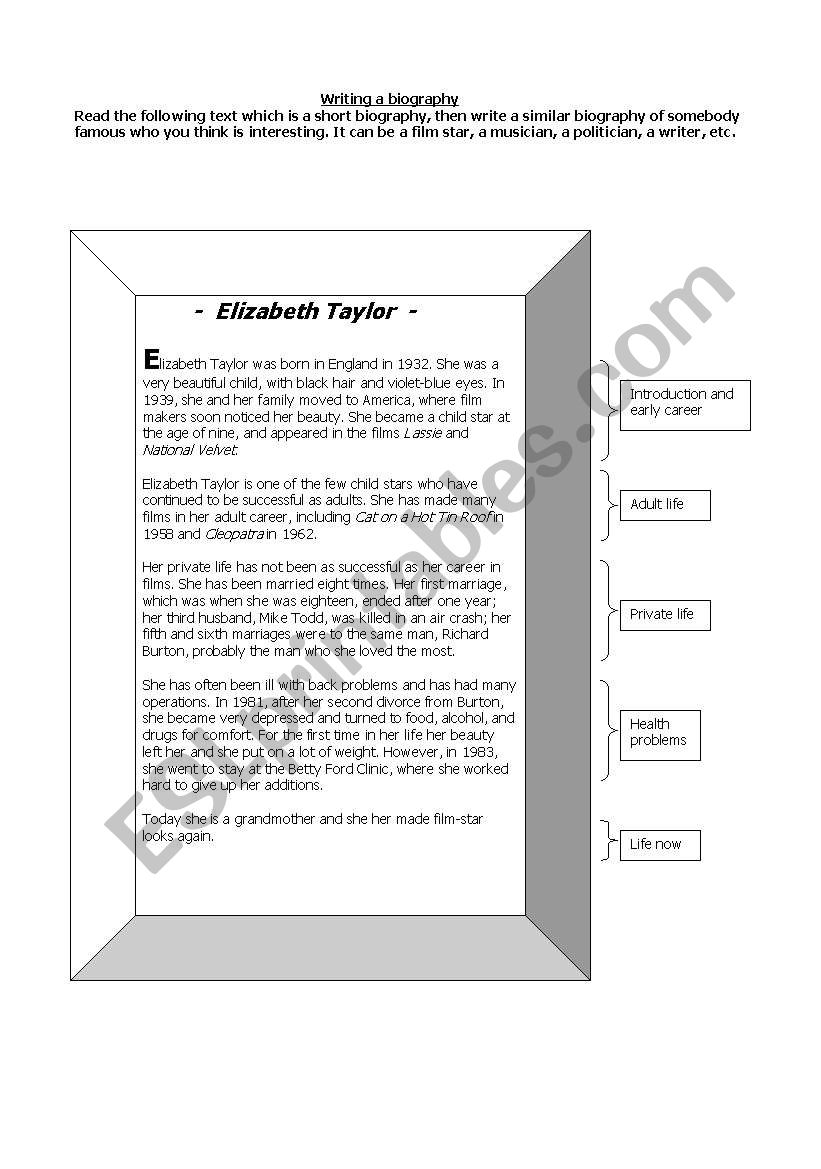 how to write a biography worksheet