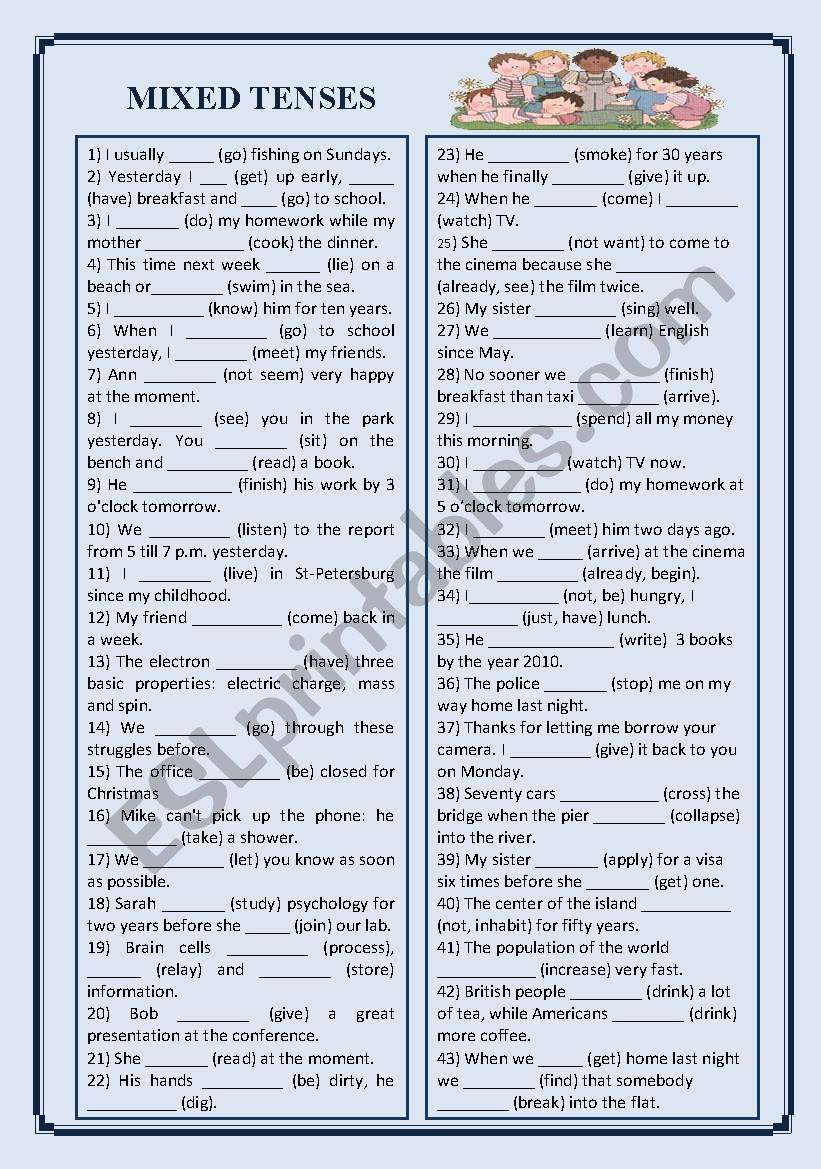 MIXED TENSES. worksheet