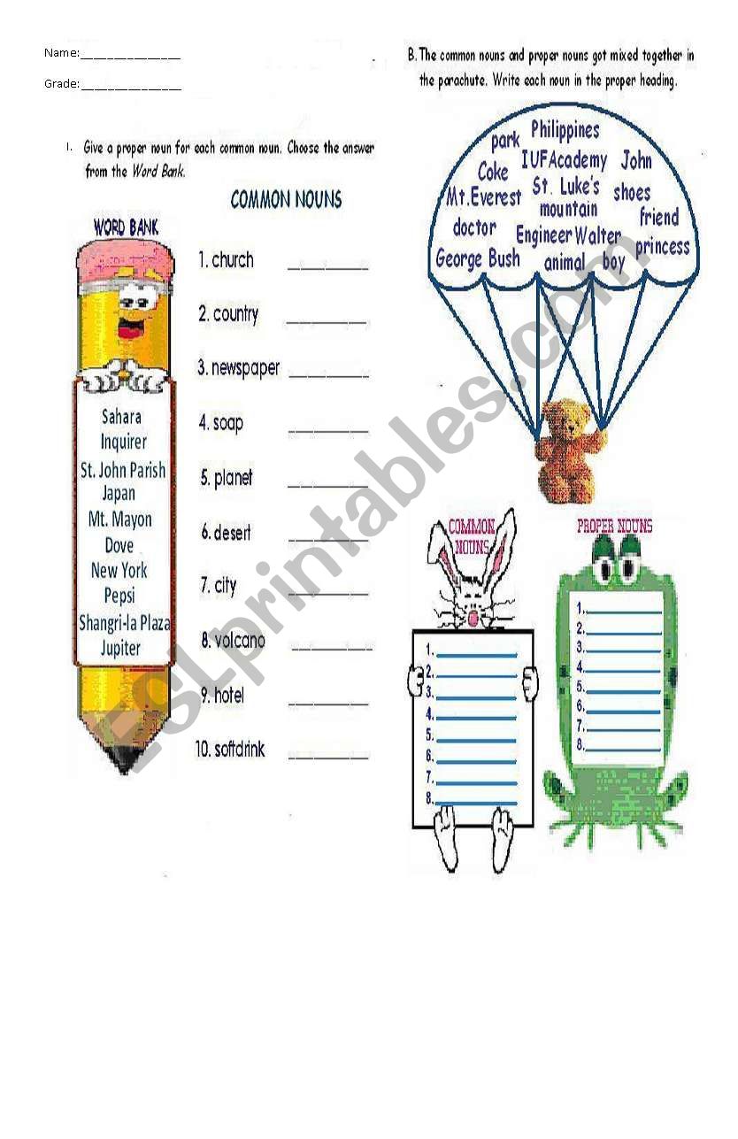 nOUNS worksheet