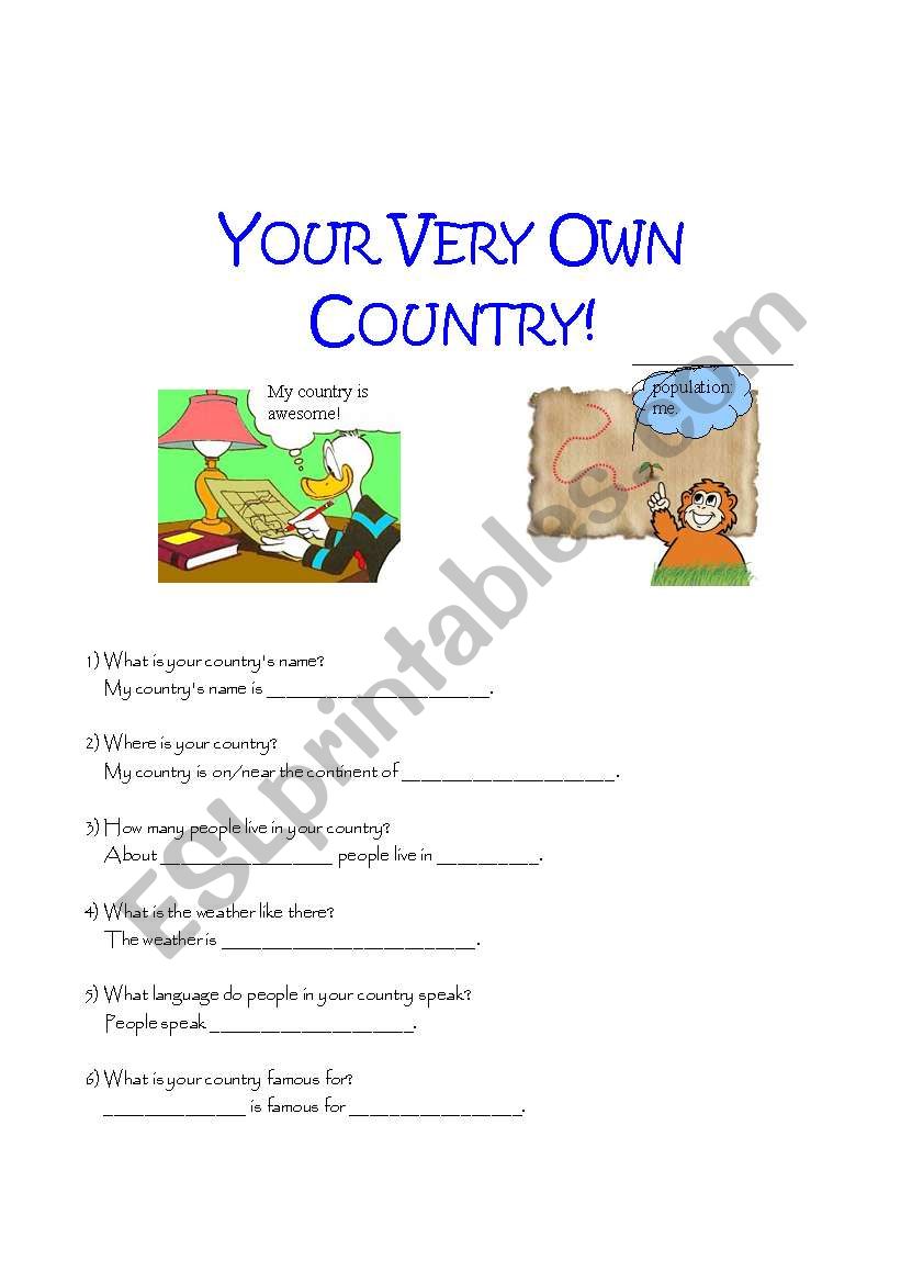 Make Your Very Own Country worksheet