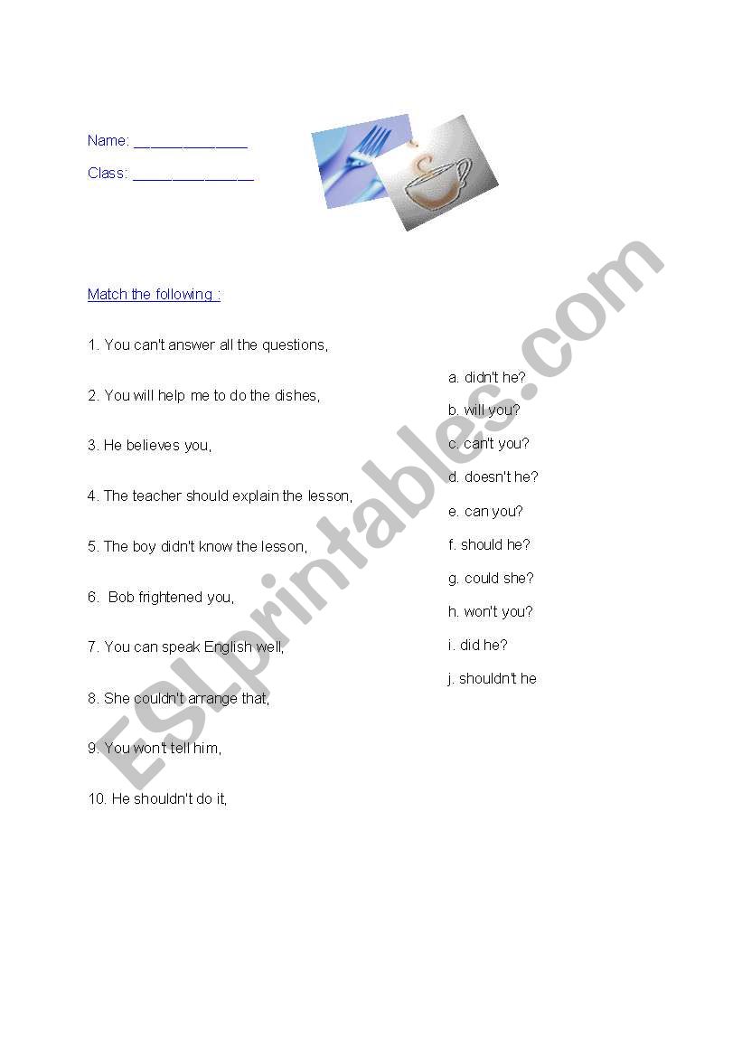 Its about tag questions worksheet
