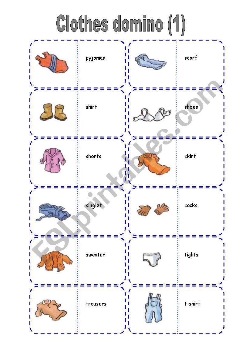 Clothes domino (1/2) worksheet