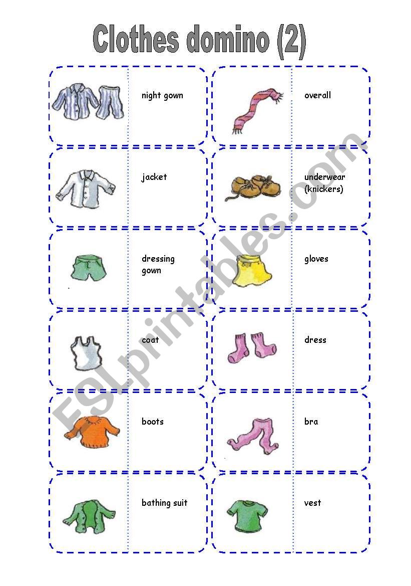 Clothes domino (2/2) worksheet