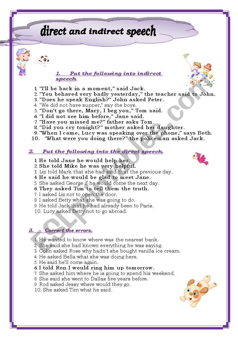 direct-and-indirect-speech-esl-worksheet-by-janebabaeva