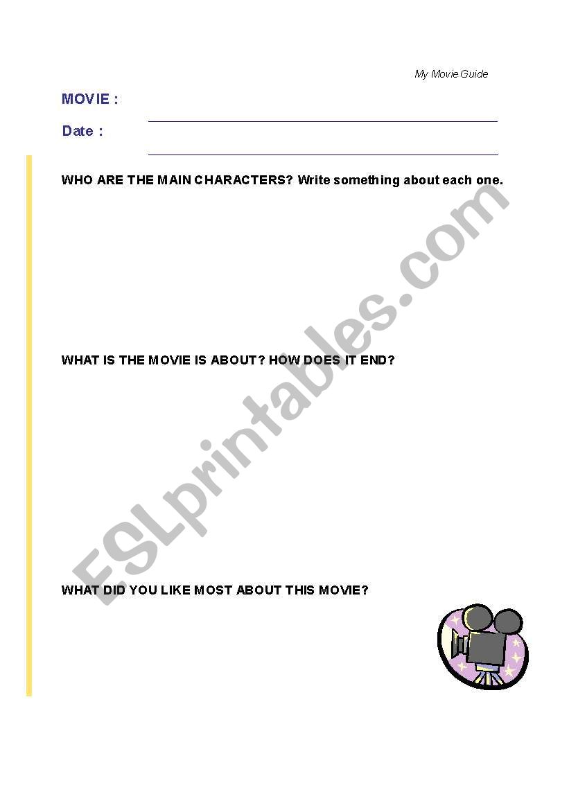 Movie Journal worksheet