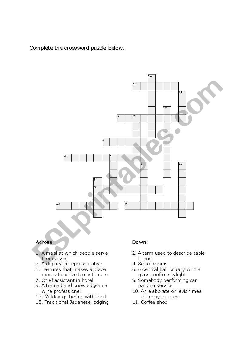 Spelling Crossword worksheet