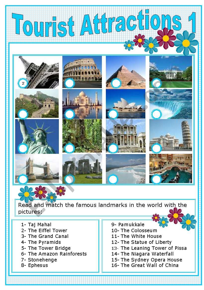 tourist attractions vocabulary exercises