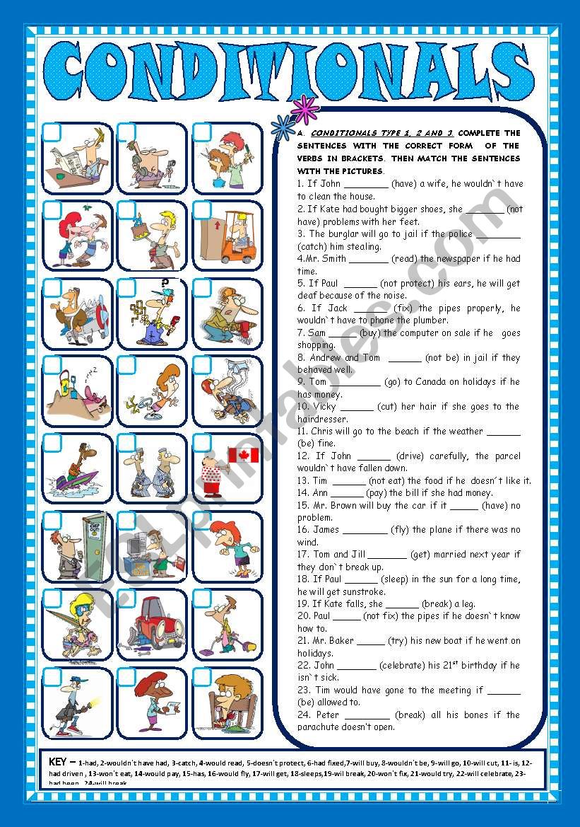 CONDITIONALS -TYPE 1,2 AND 3 - (+KEY) - FULLY EDITABLE