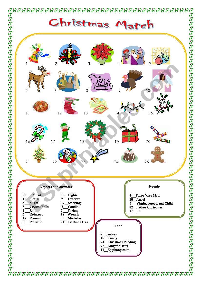 Christmas Match worksheet