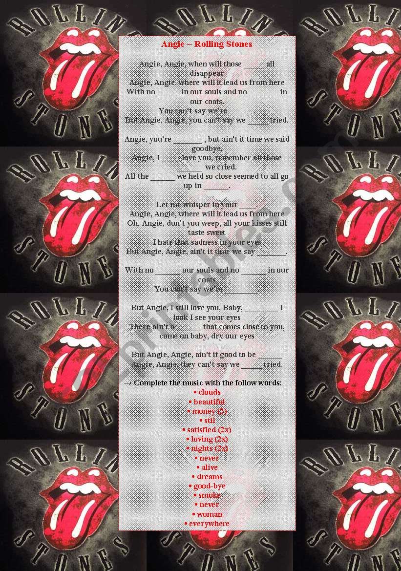 Rolling Stones - Angie worksheet