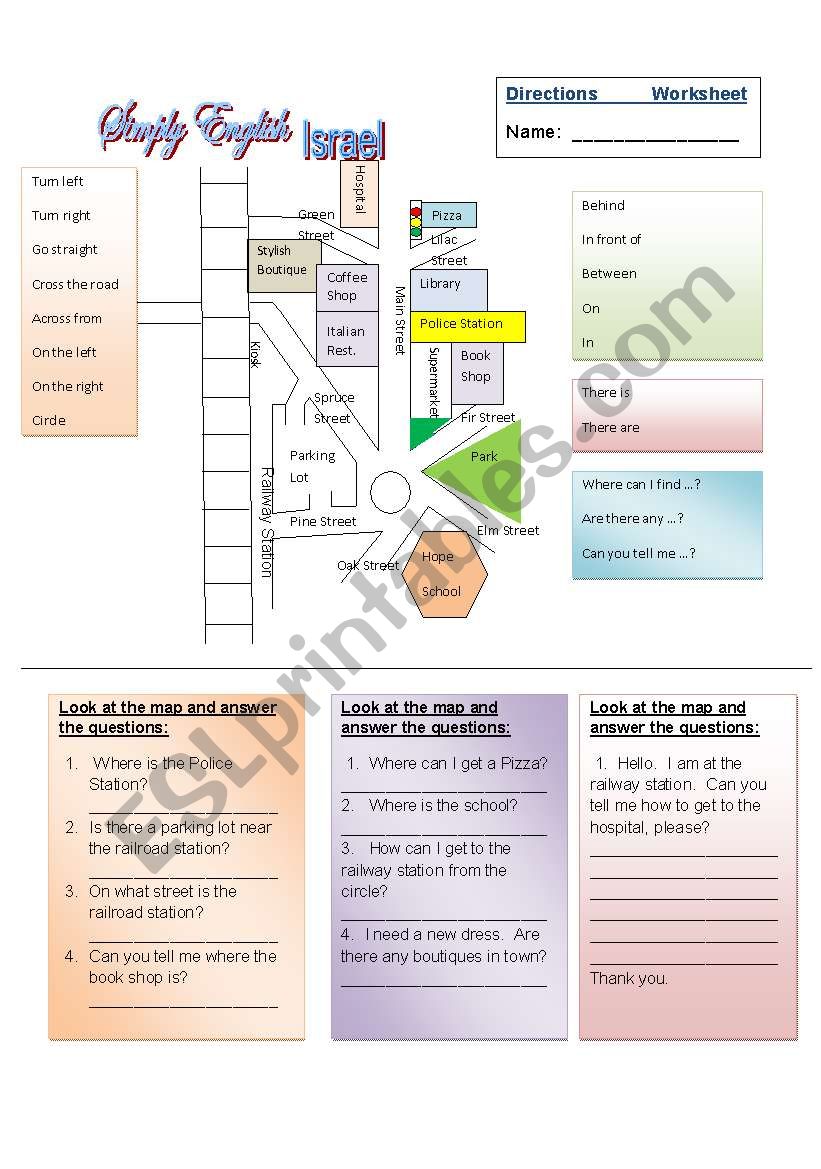 Directions worksheet