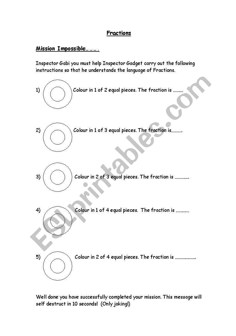 Fractions worksheet