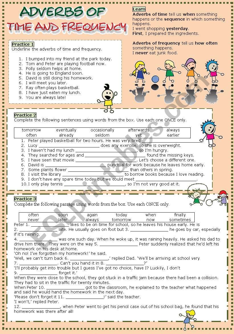 Adverbs of time and frequency worksheet