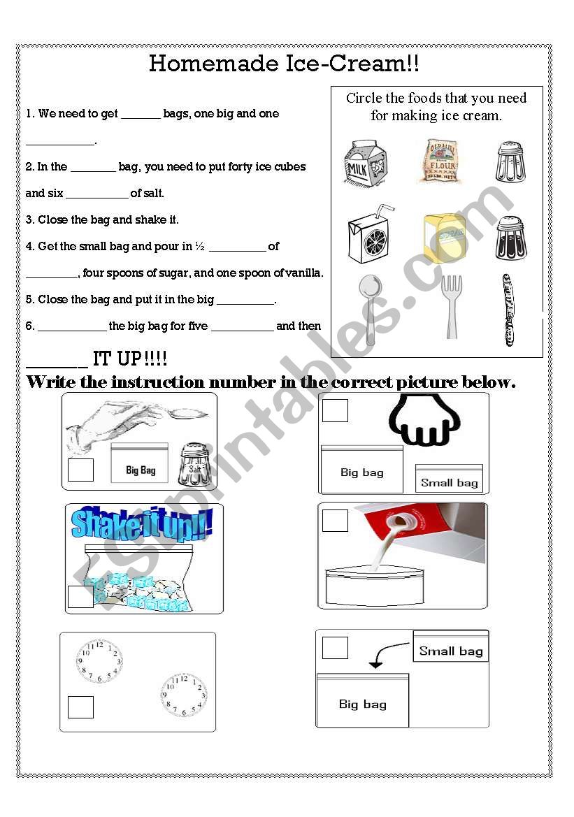 Homemade Ice-Cream worksheet