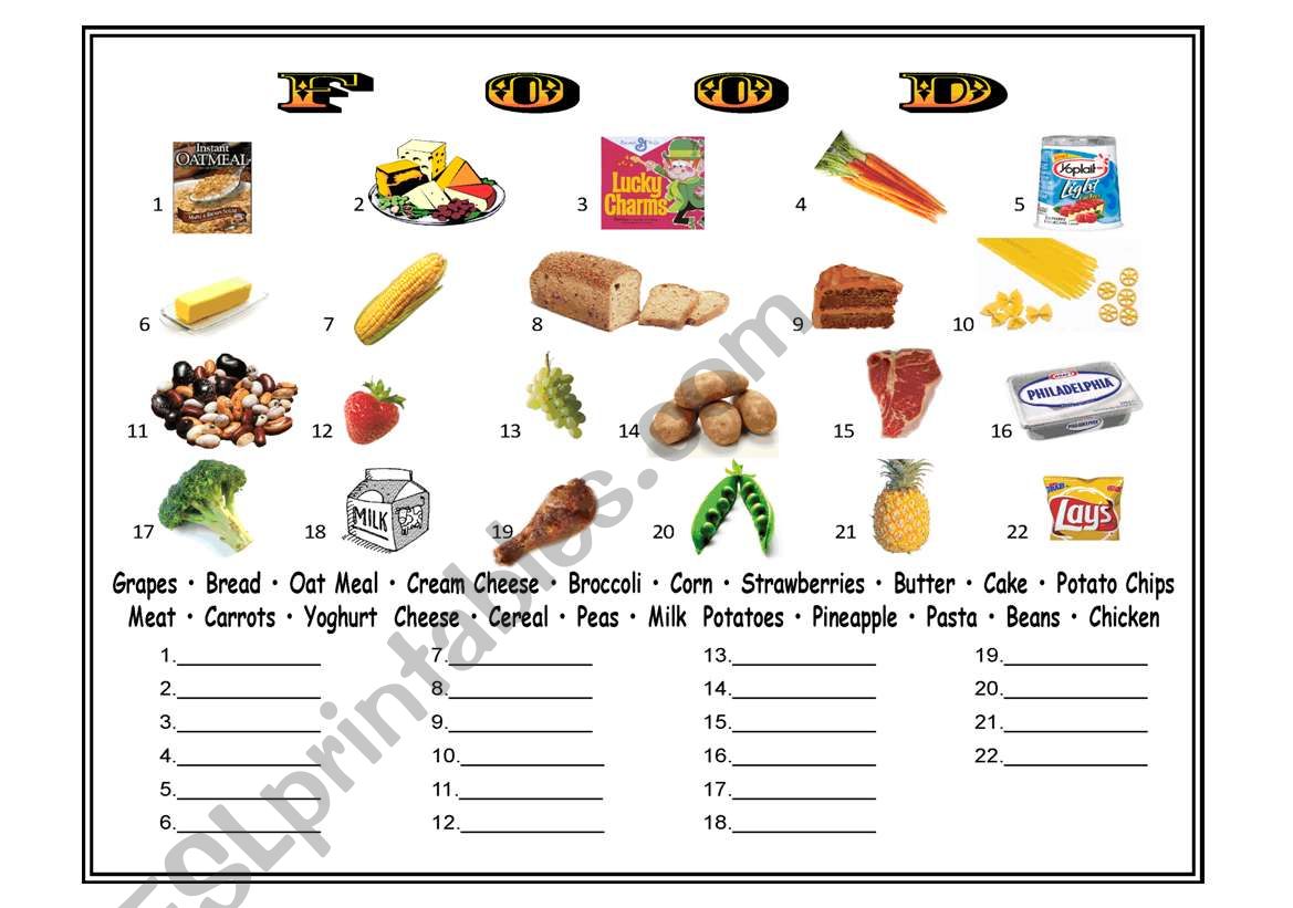 Food worksheet