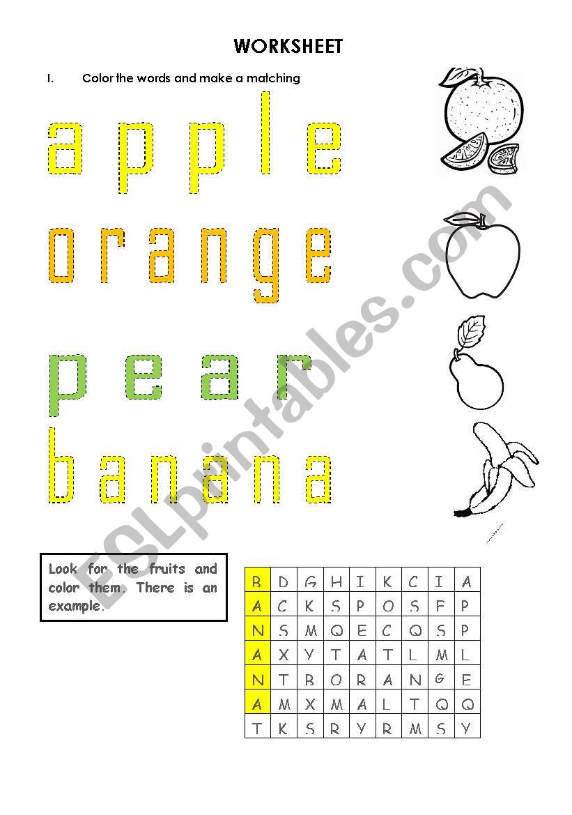 the fruits worksheet