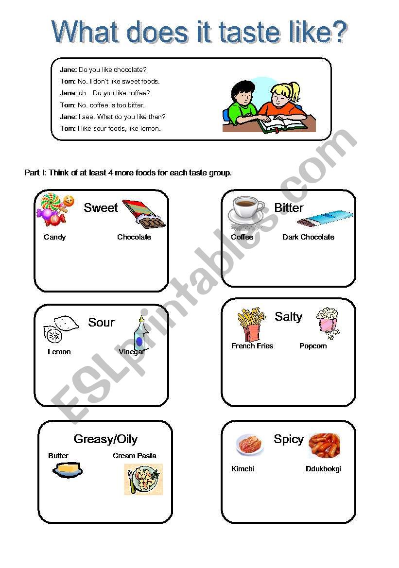 how does it taste? worksheet